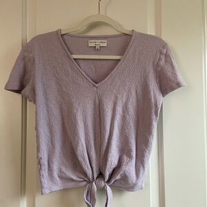 Madewell Lilac V-Neck Tie-Front Tee